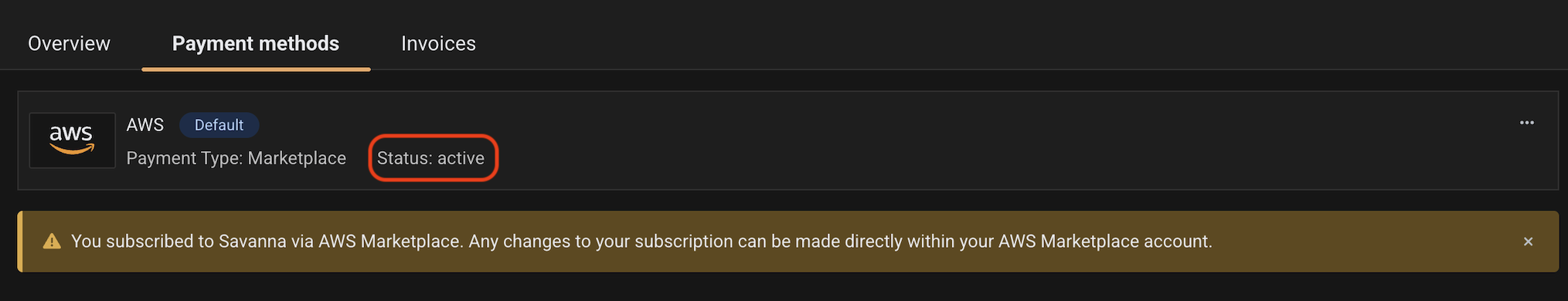 aws marketplace active